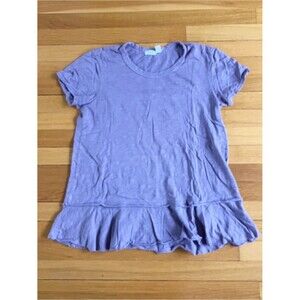 Wilt Purple Slub Cotton Breathable Summer Simple Cute Ruffle Tee T-Shirt Small